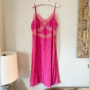 90s Style Betsey Johnson Slip Dress w/ Lace Detail